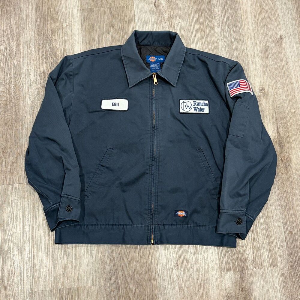 Vintage Dickies Jacket Mens Sz Large Eisenhower Quilted Work Coat Zip Blue